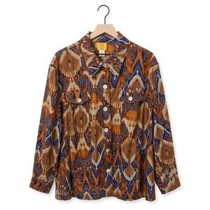 Ruby Rd Woman 24W Ikat Print Button Front Shirt Jacket